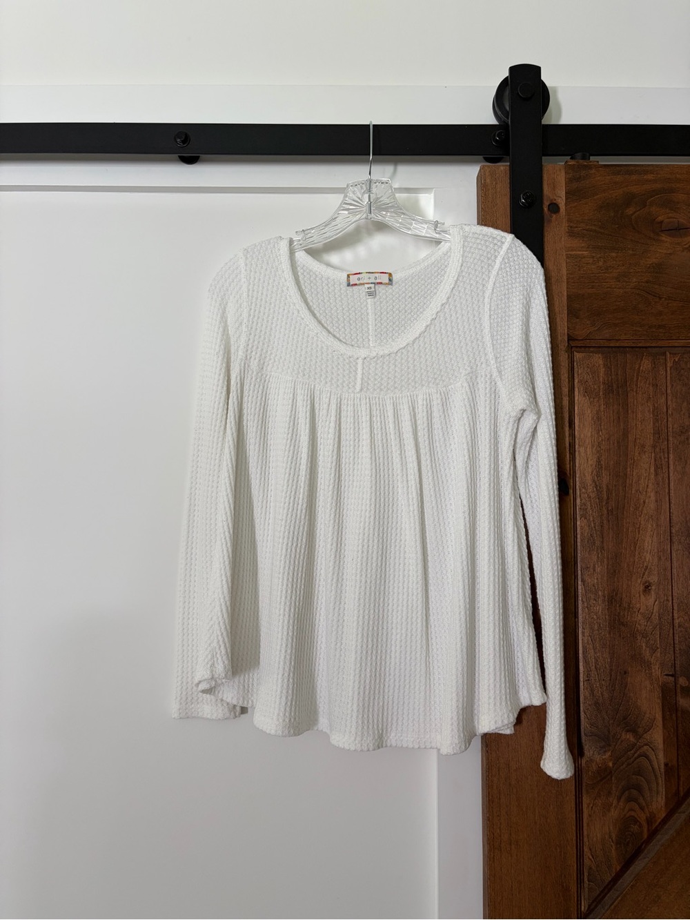 anthropologie white textured babydoll top